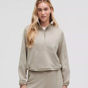 LULULEMON softstreme quarter zip, riverstone beige, size 4